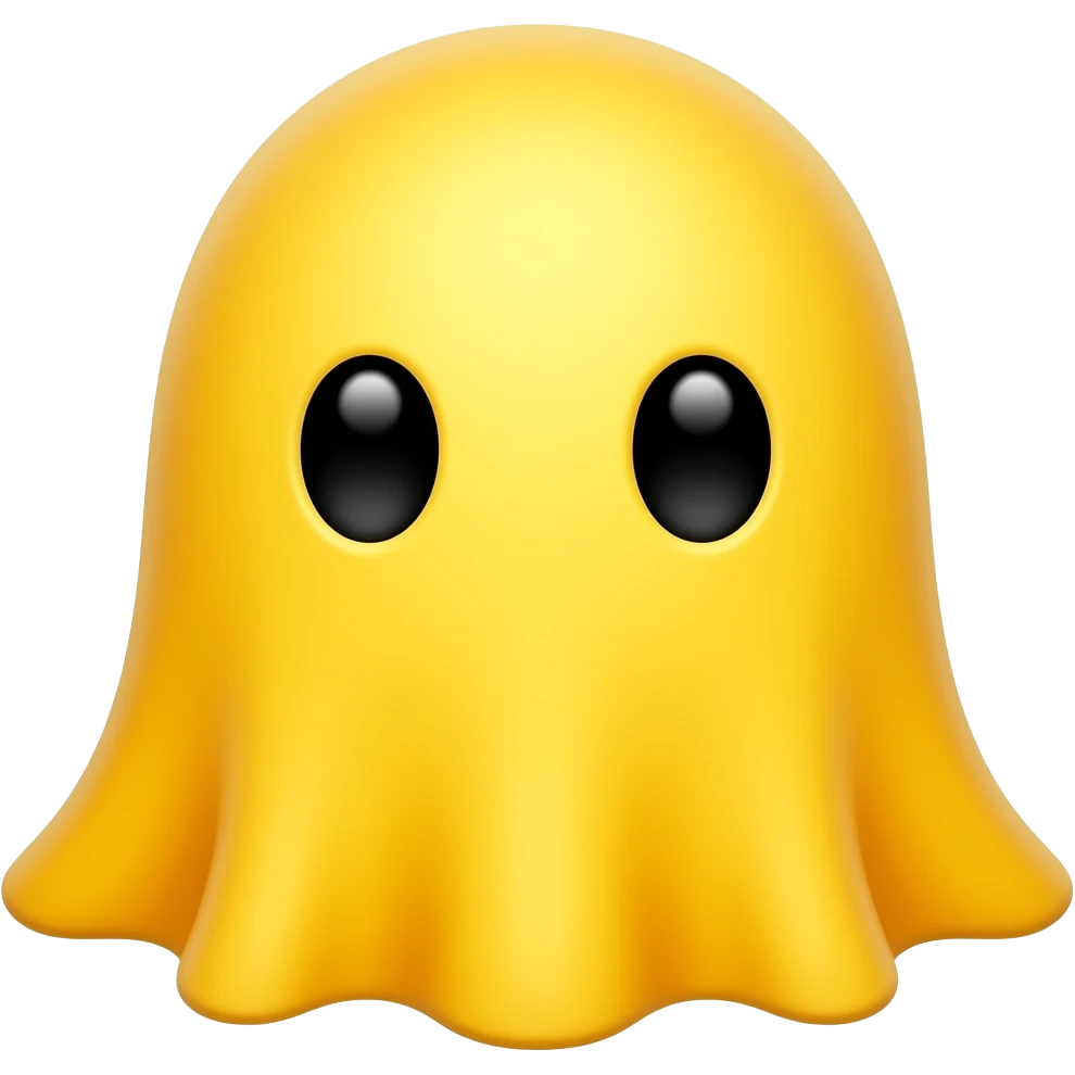 Kawaii solid yellow ghost with  black eyes emoji