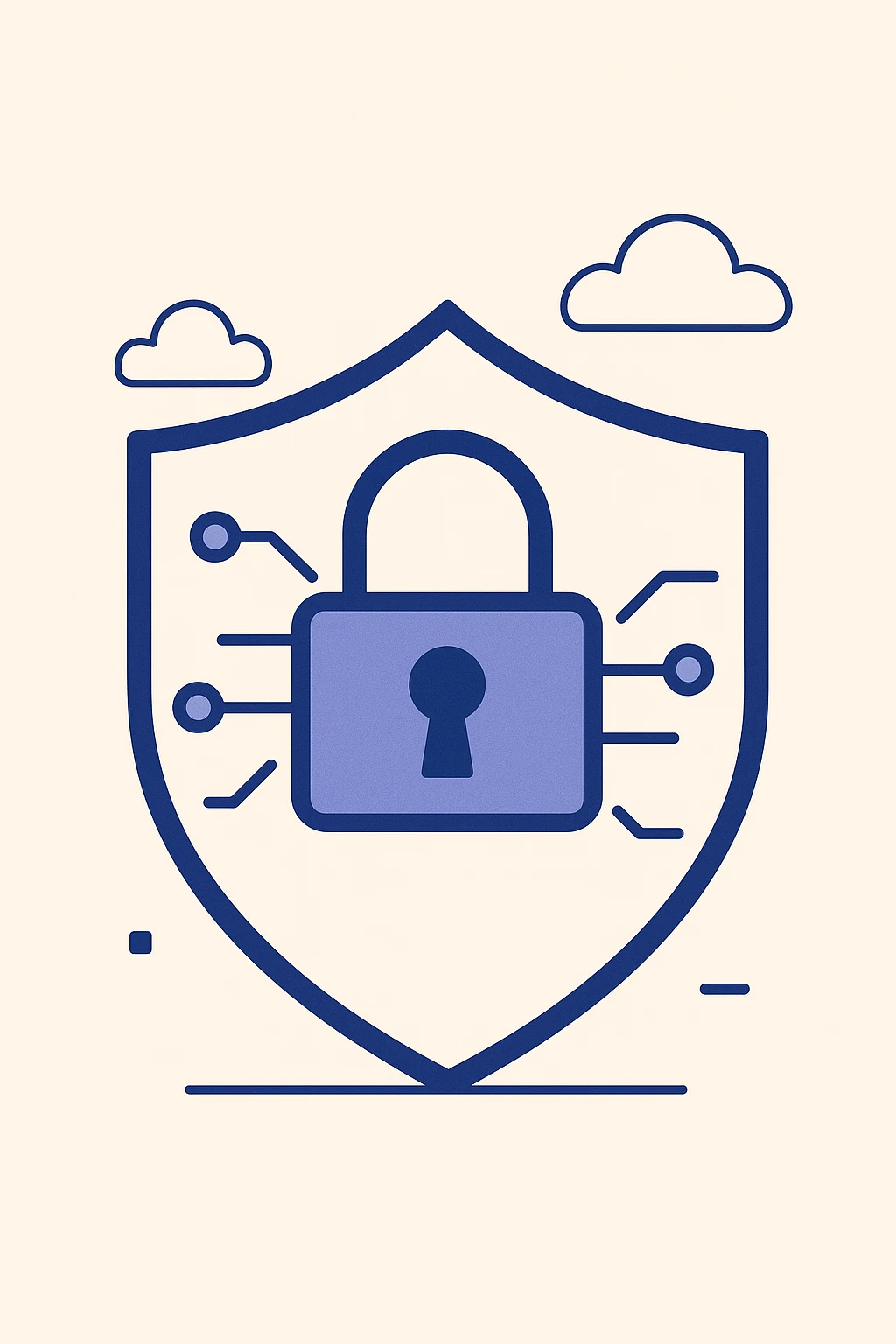 cybersecurity, shield with digital lock, modern flat style emoji