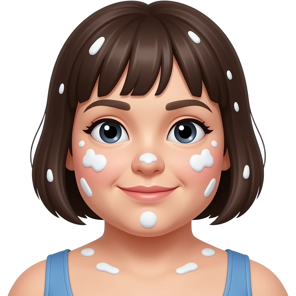 Chubby girl with white stuff on face emoji