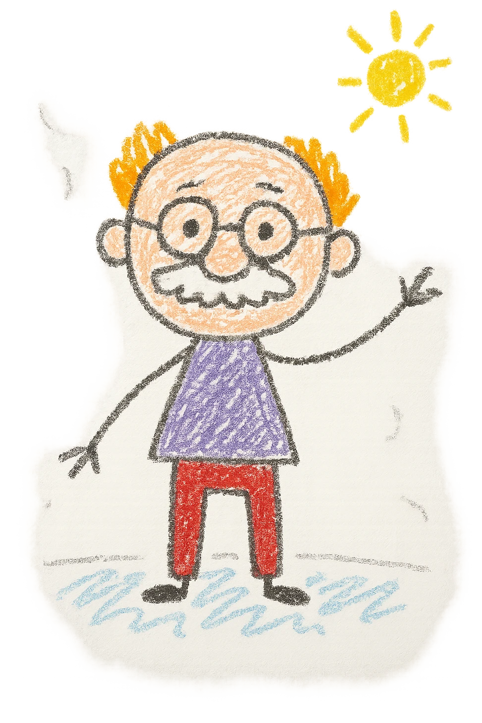 Old man, orange hair, white mustache, wearing glasses emoji