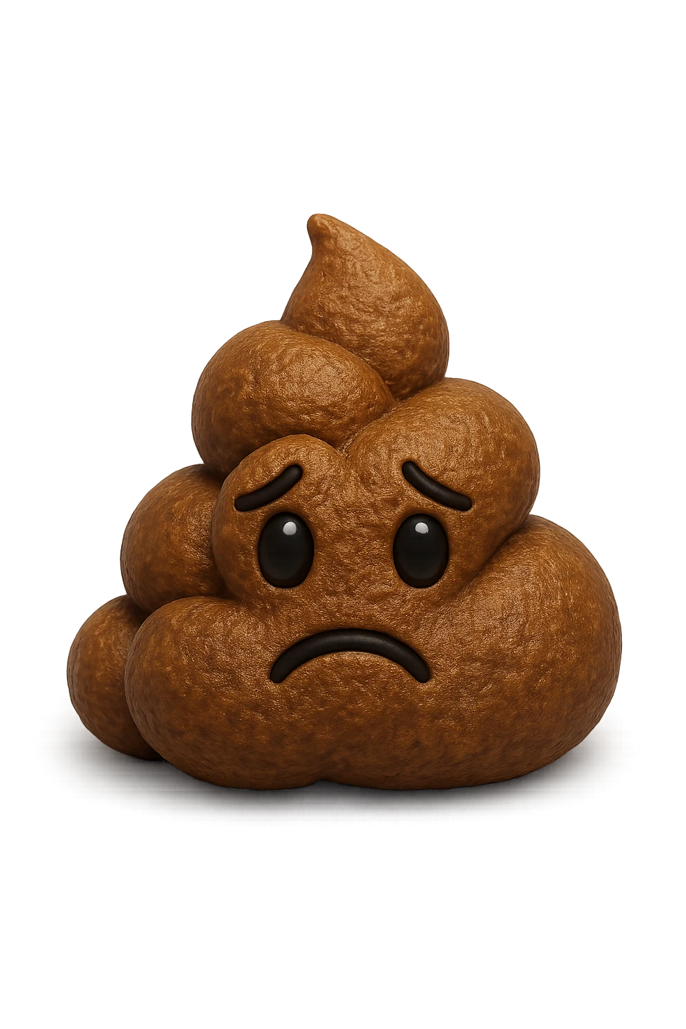 EMOJI STILE IPHONE 3D DI UNA MONTAGNETTA DI FECI A PALLINE CON ESPRESSIONE TRISTE, IPERREALISTICO 4K emoji