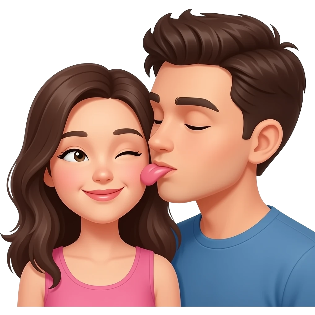 young bf licking gf face emoji