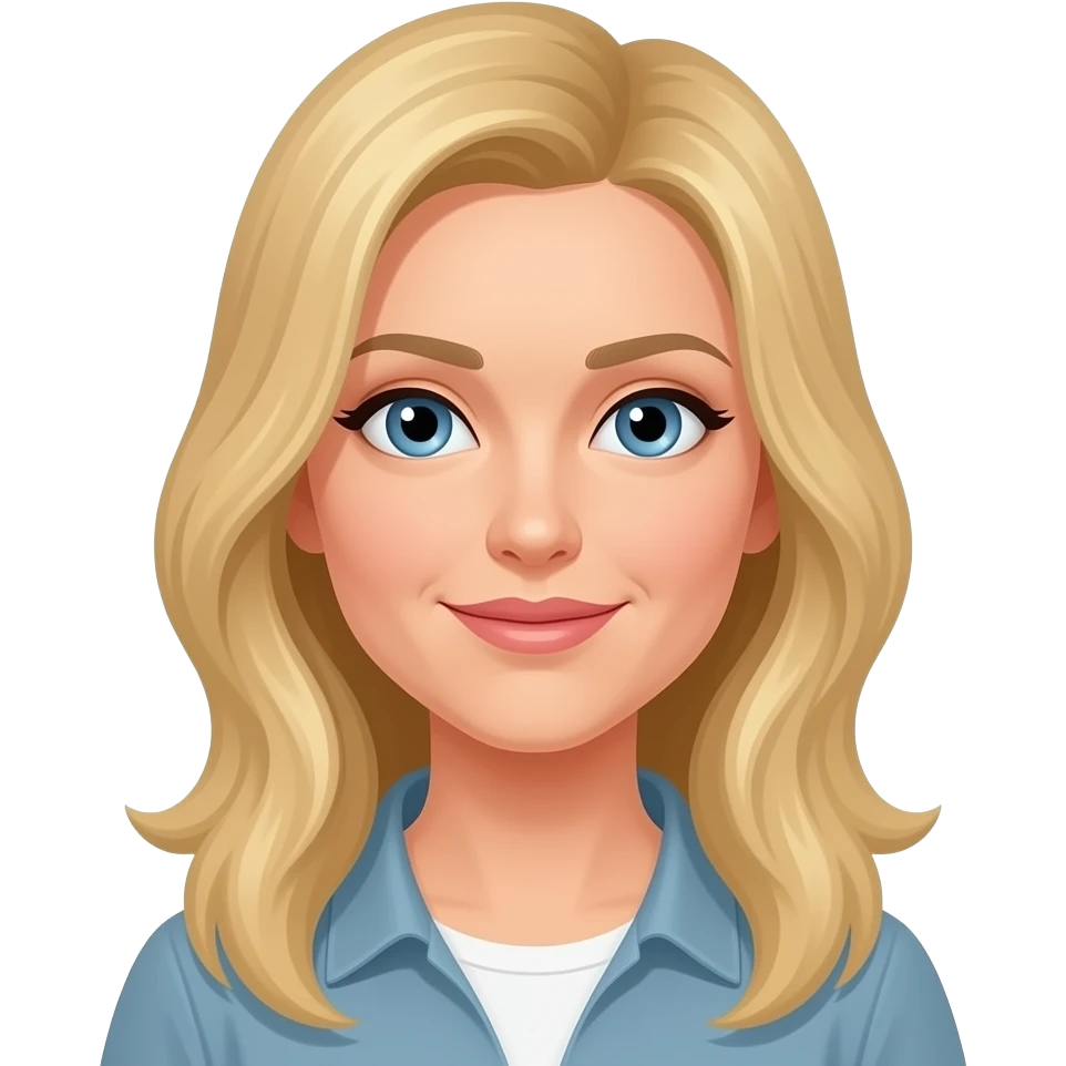 Can you make a blonde woman with long hair and blue eyes in her 30s emoji