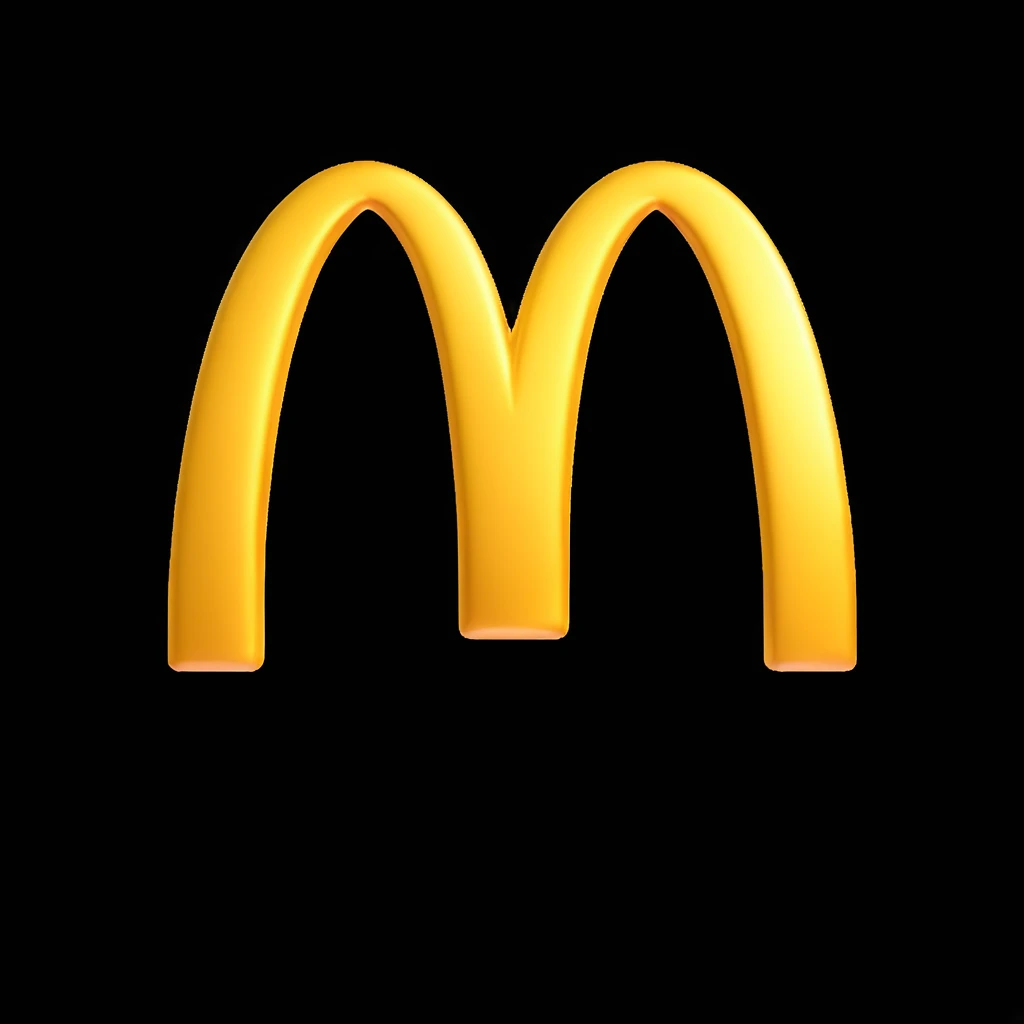 McDonald's logo, 3D effect, shiny gold arches, realistic lighting emoji
