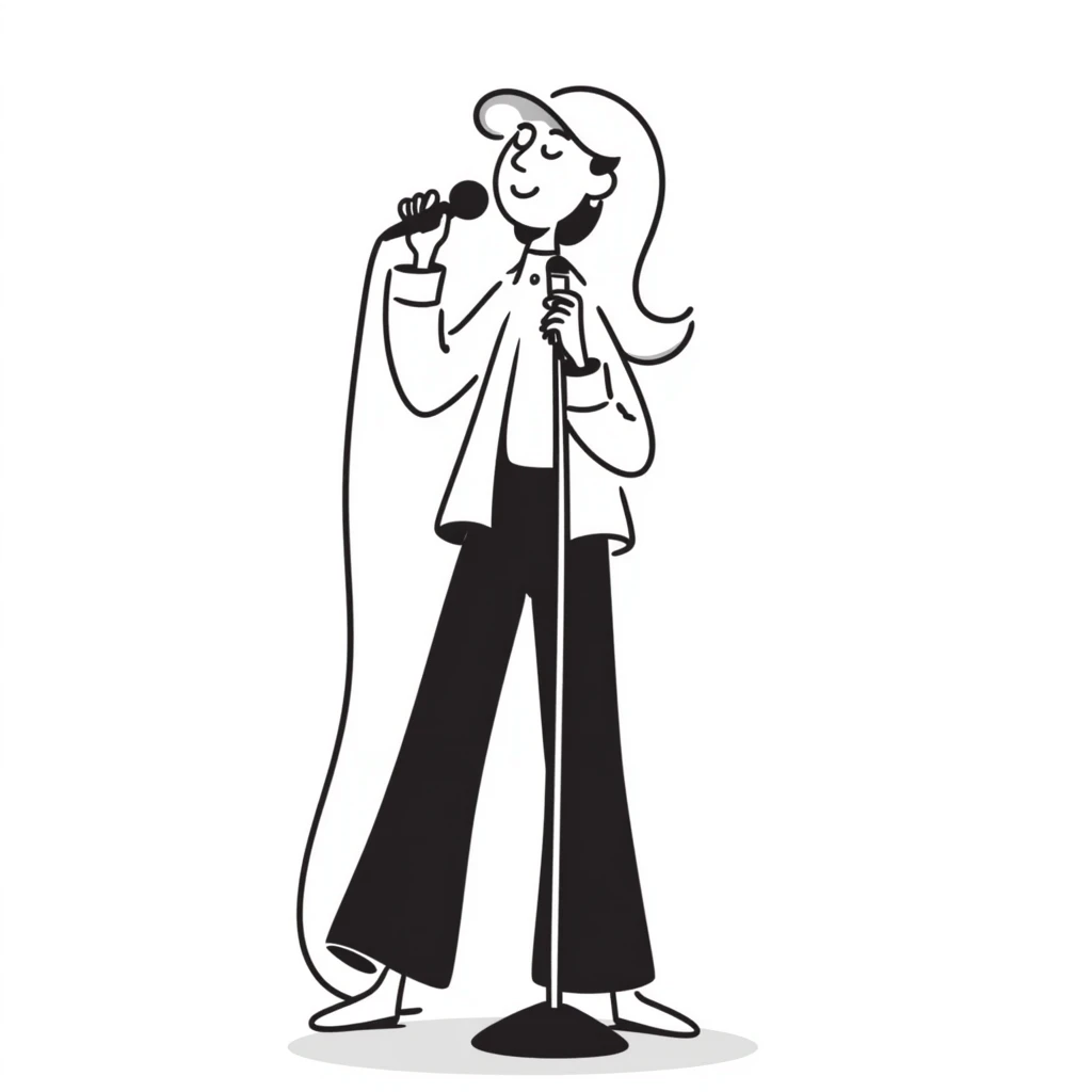 Sabrina Carpenter singing with a microphone and blonde hair emoji