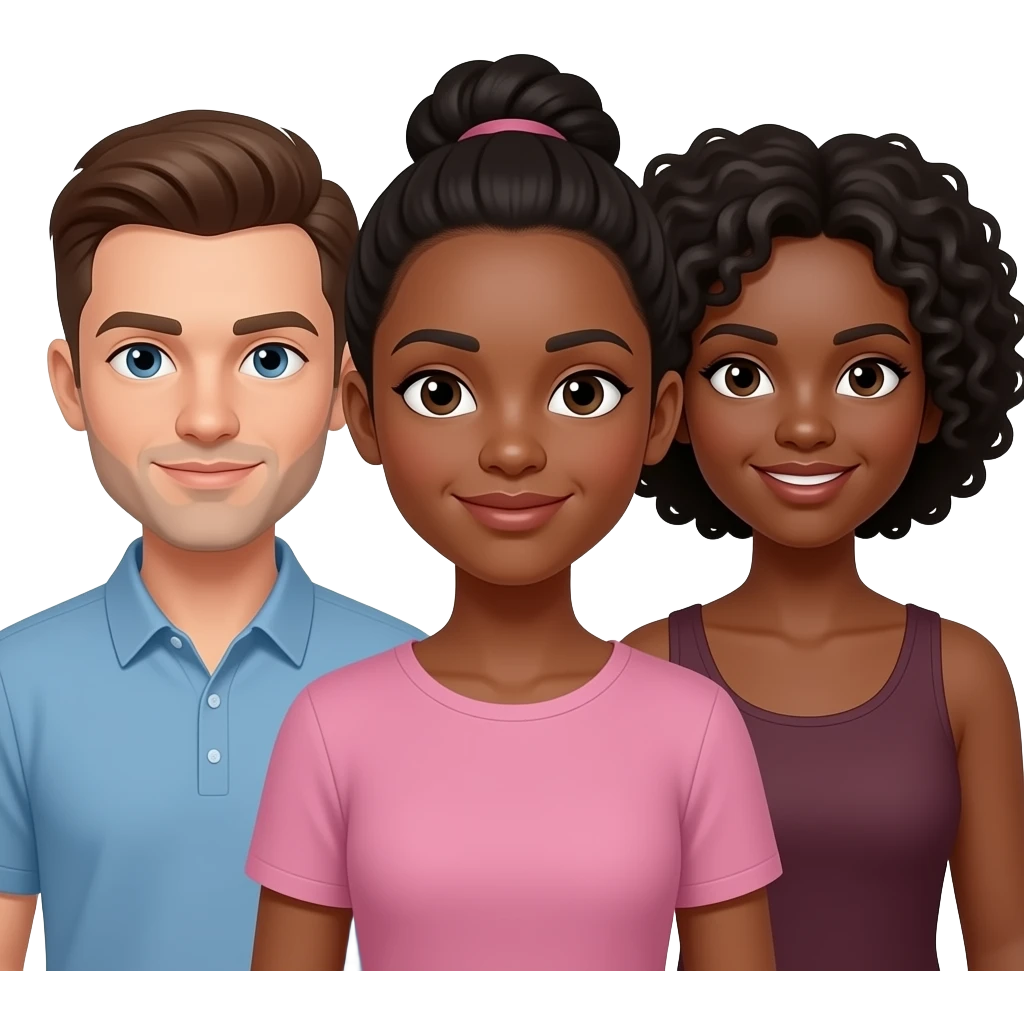 2 white men 2 black females emoji