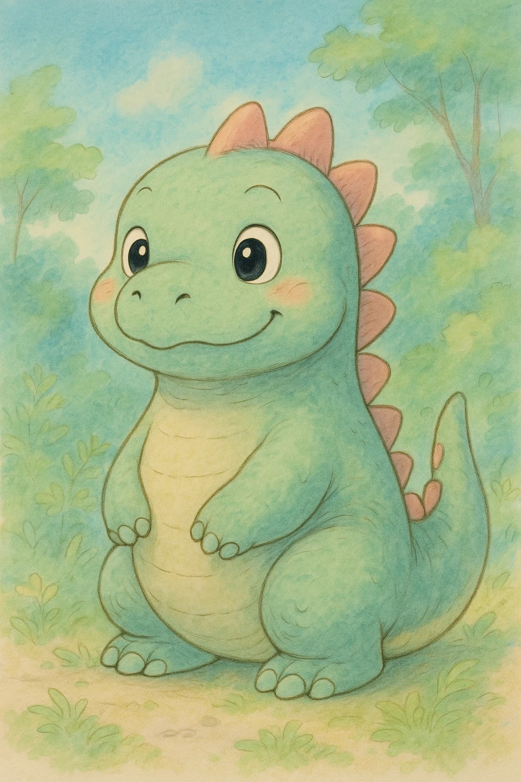 funny dinosaur, ghibli style emoji