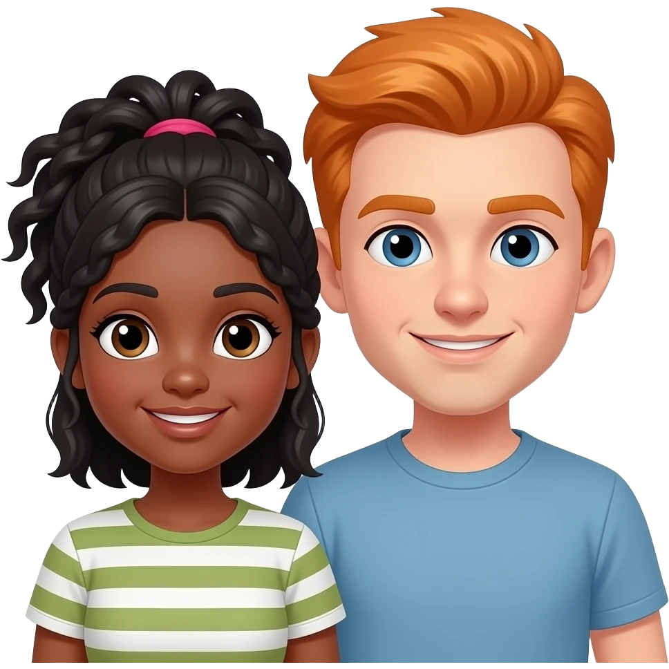 Black girl and orange  head guy couple emoji