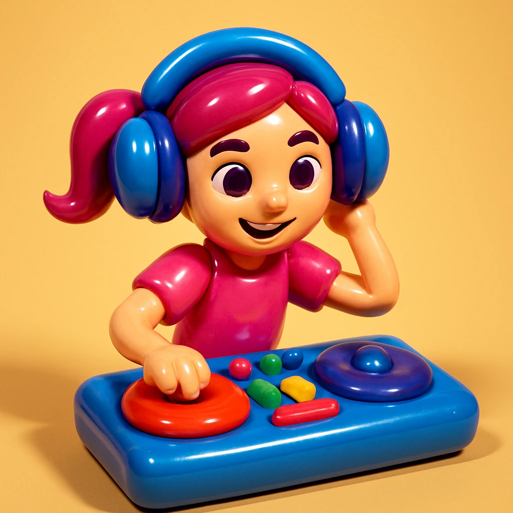 girl playing DJ set emoji