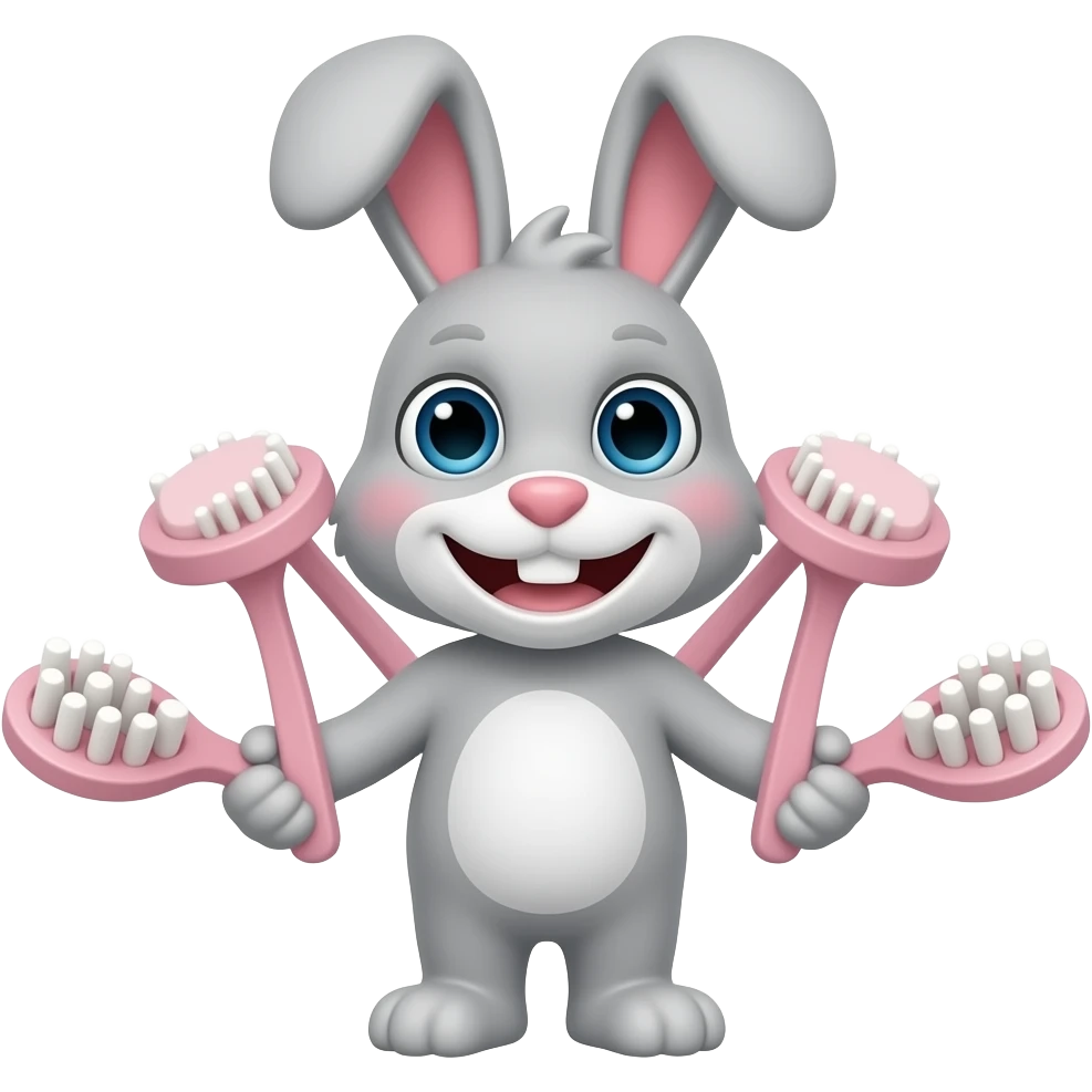 grey Bunny brushes bunny’s teeth. 🐰 emoji