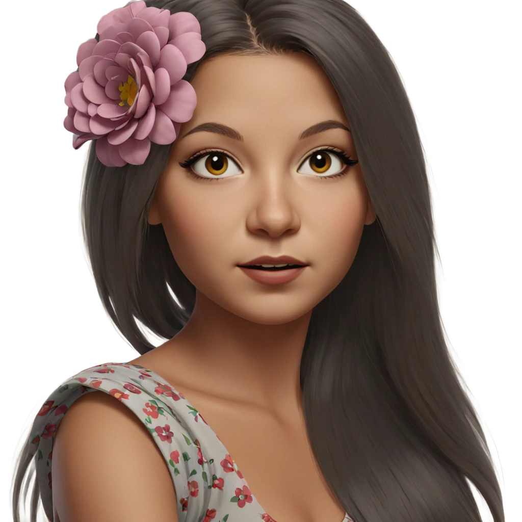 portrait of a girl with flowers emoji