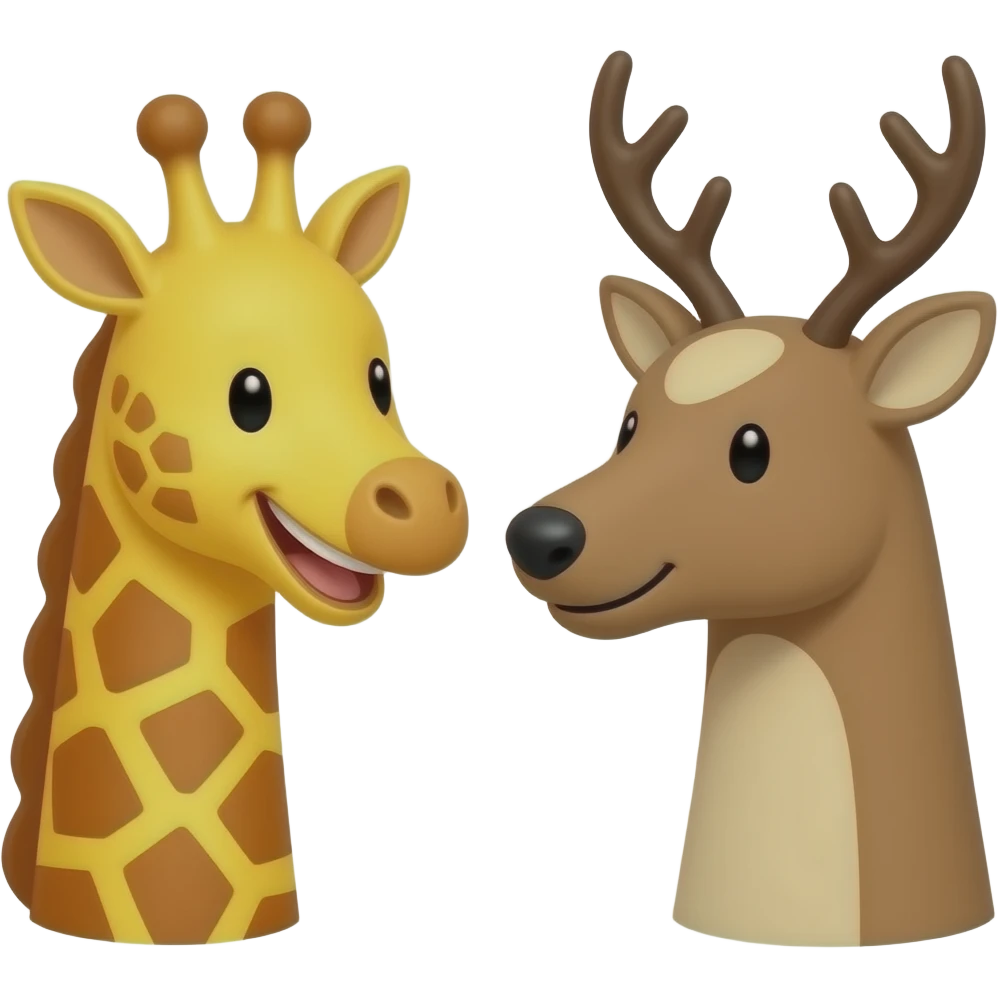 Einfacher Giraffenkopf lachen und Elchkopf lachen und schauen sich an emoji