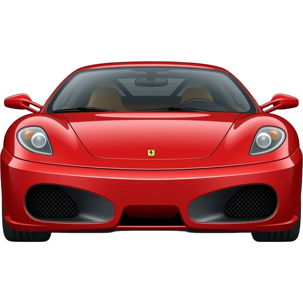 ferrari f430 modena front view in red, head on, perfect propotrions, parked inside a garage emoji