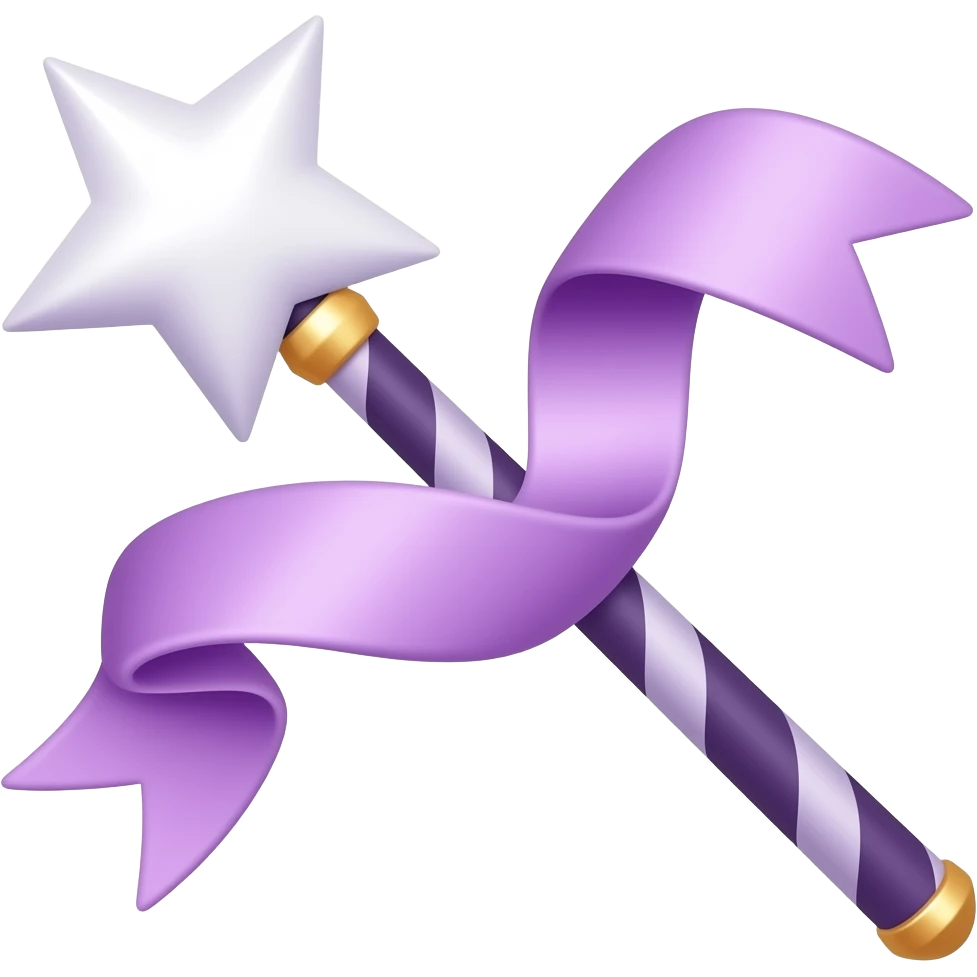 Purple ribboned purple magic wand emoji