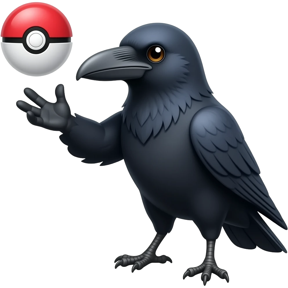 Raven catching pokeball emoji
