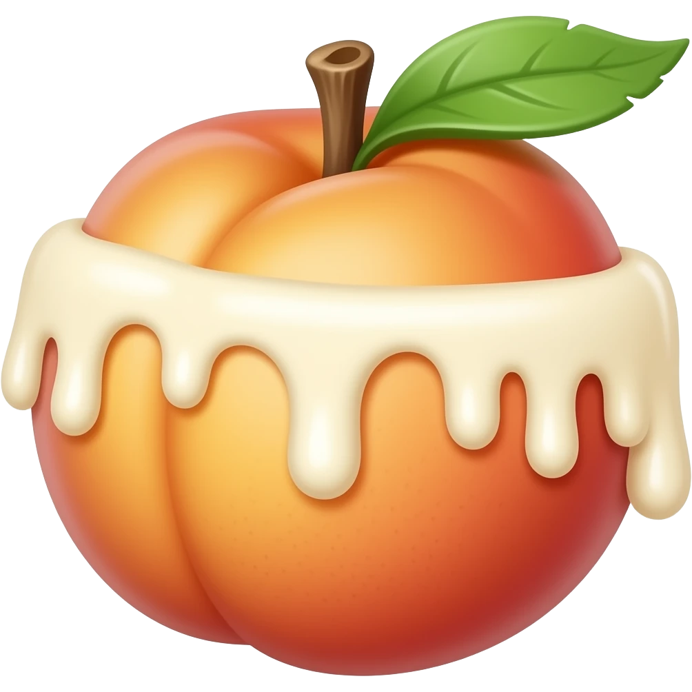 Cream dripping out of the side of peach emoji