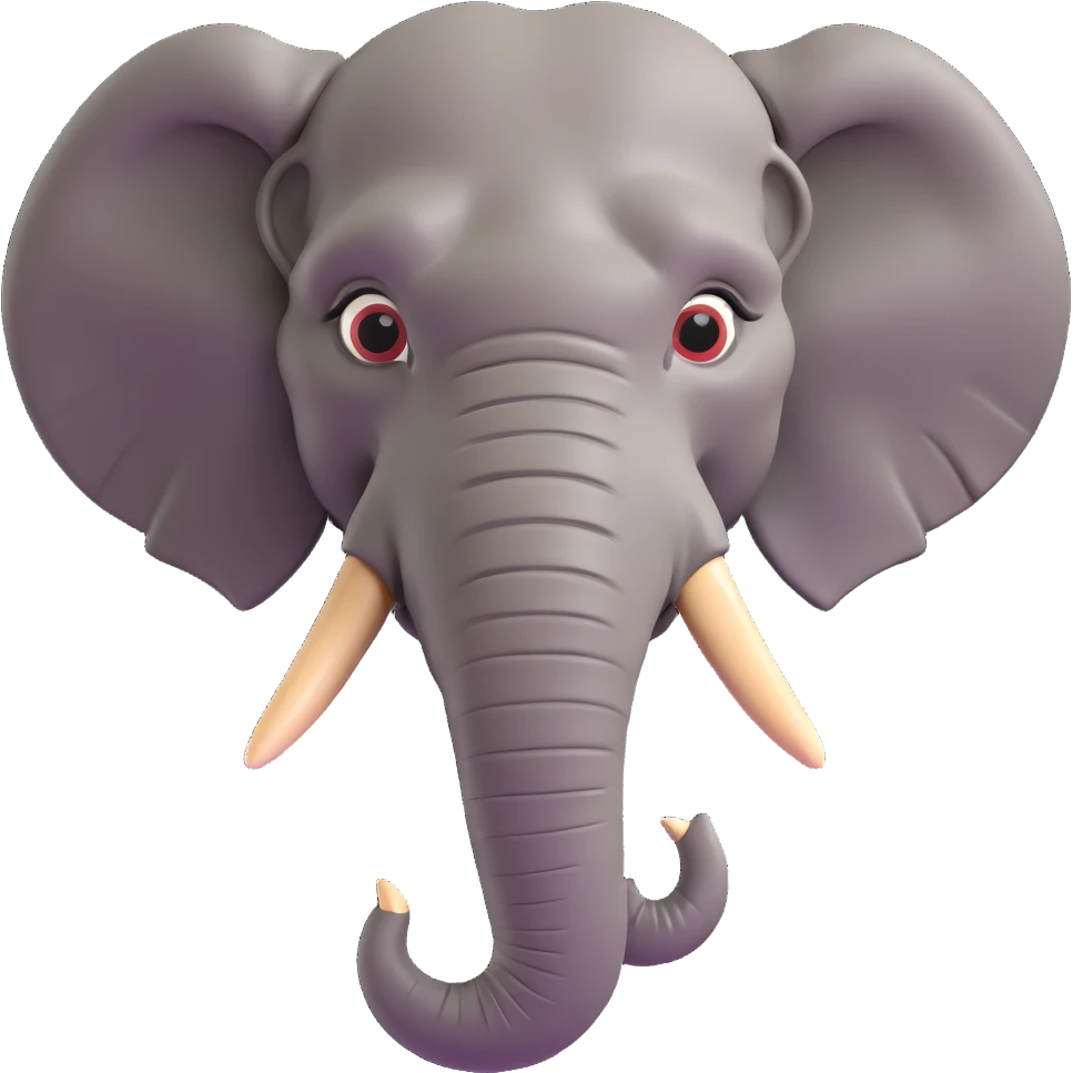 masculine elephant head, chiseled features, intense eyes, robust trunk emoji