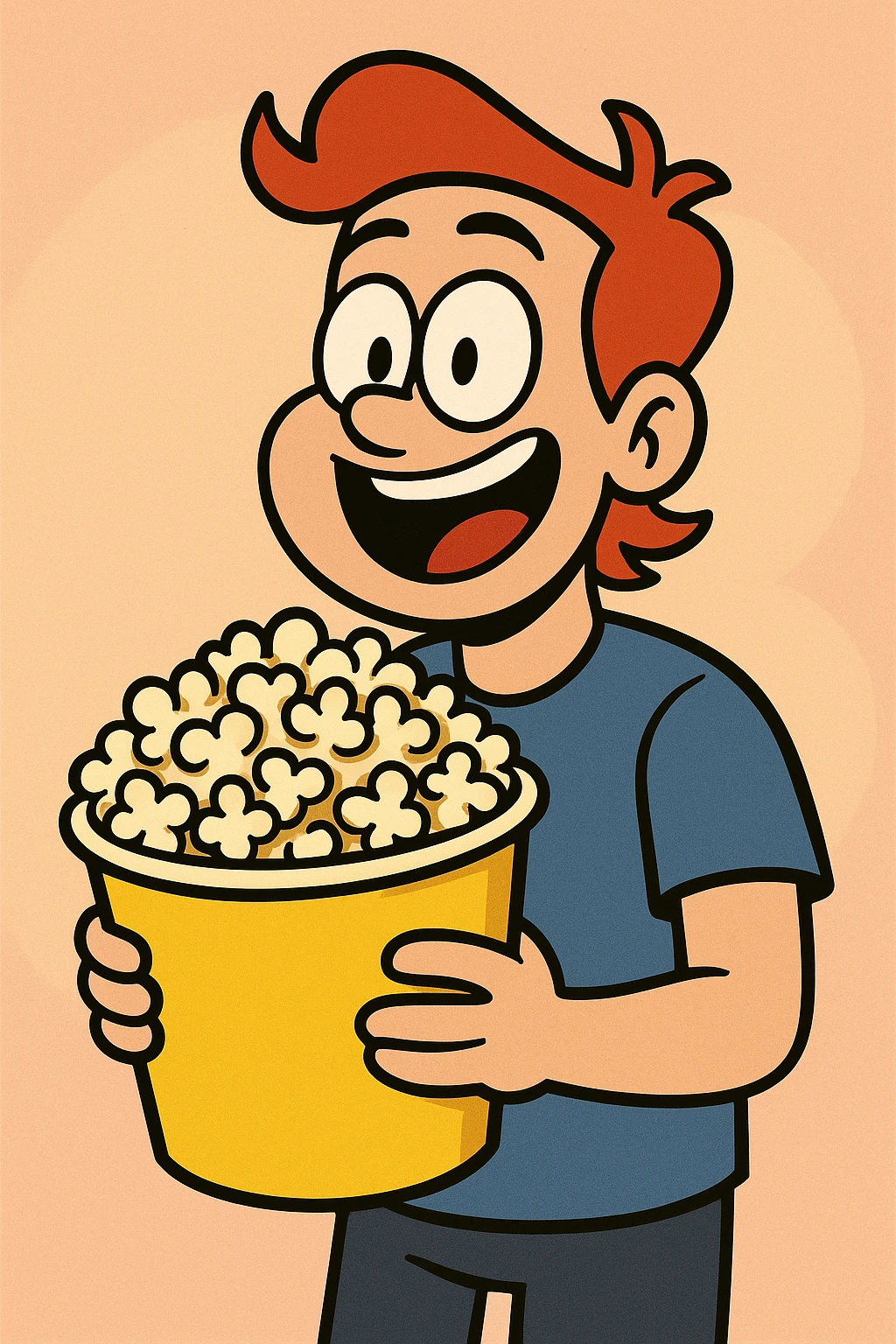 popcorn in a yellow bucket, cartoon style, cheerful, simple background emoji