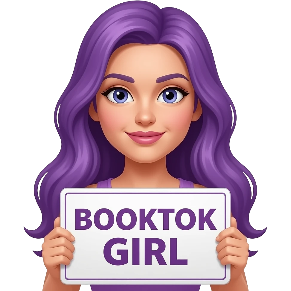 sexy girl with long purple hair holding a BOOKTOK GIRL sign emoji