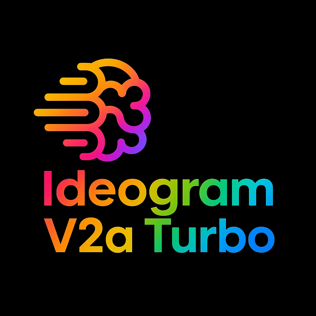 make a colorful text of "Ideogram V2a Turbo", black background, add this logo too emoji