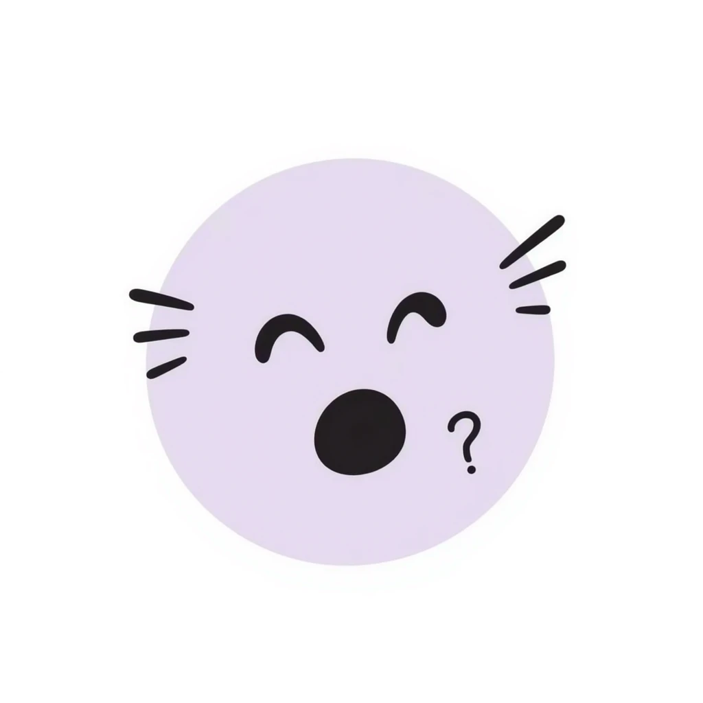 shocked emoji face with tiny ‘?!’ beside it, chalk-style, soft lilac color palette, expresses a ‘WTF’ reaction—shocked, confused, or mildly judging but still cute, doodle-like, emotional, poetic, pastel dreamy vibe, suitable for Telegram channel emoji