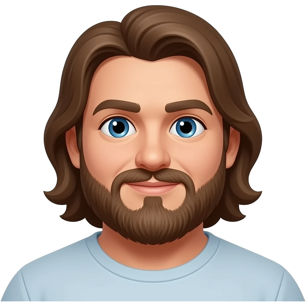 4 inch beard long hair man brown hair blue eyes a chubby can you make the beard a little longer emoji