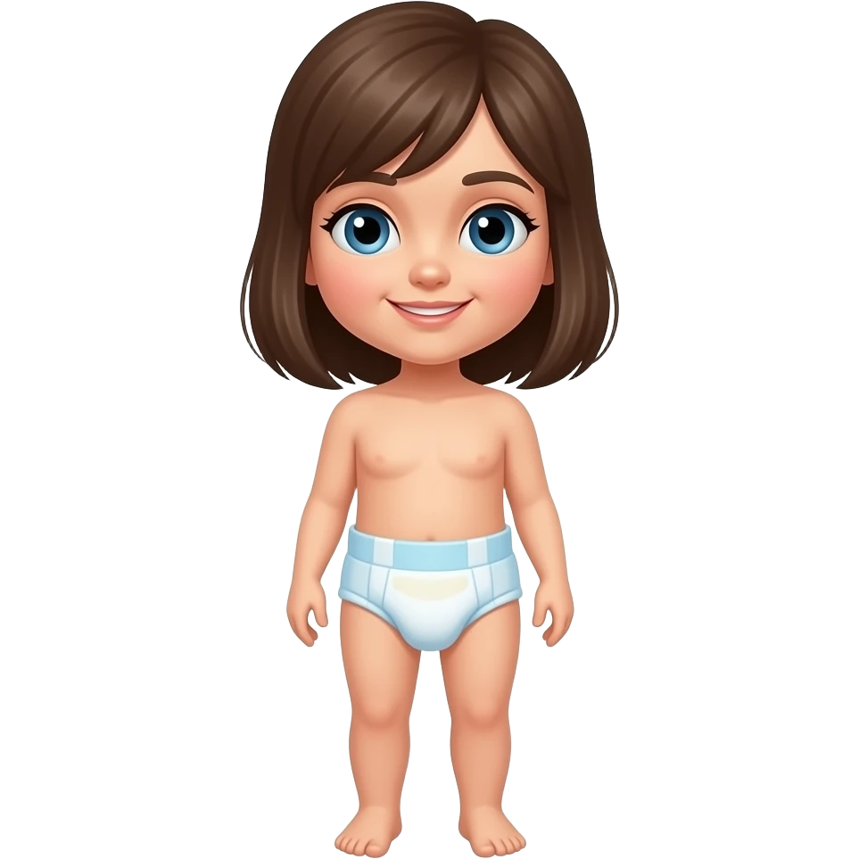 A blue-eyed girl with a diaper pulled down to ankles emoji