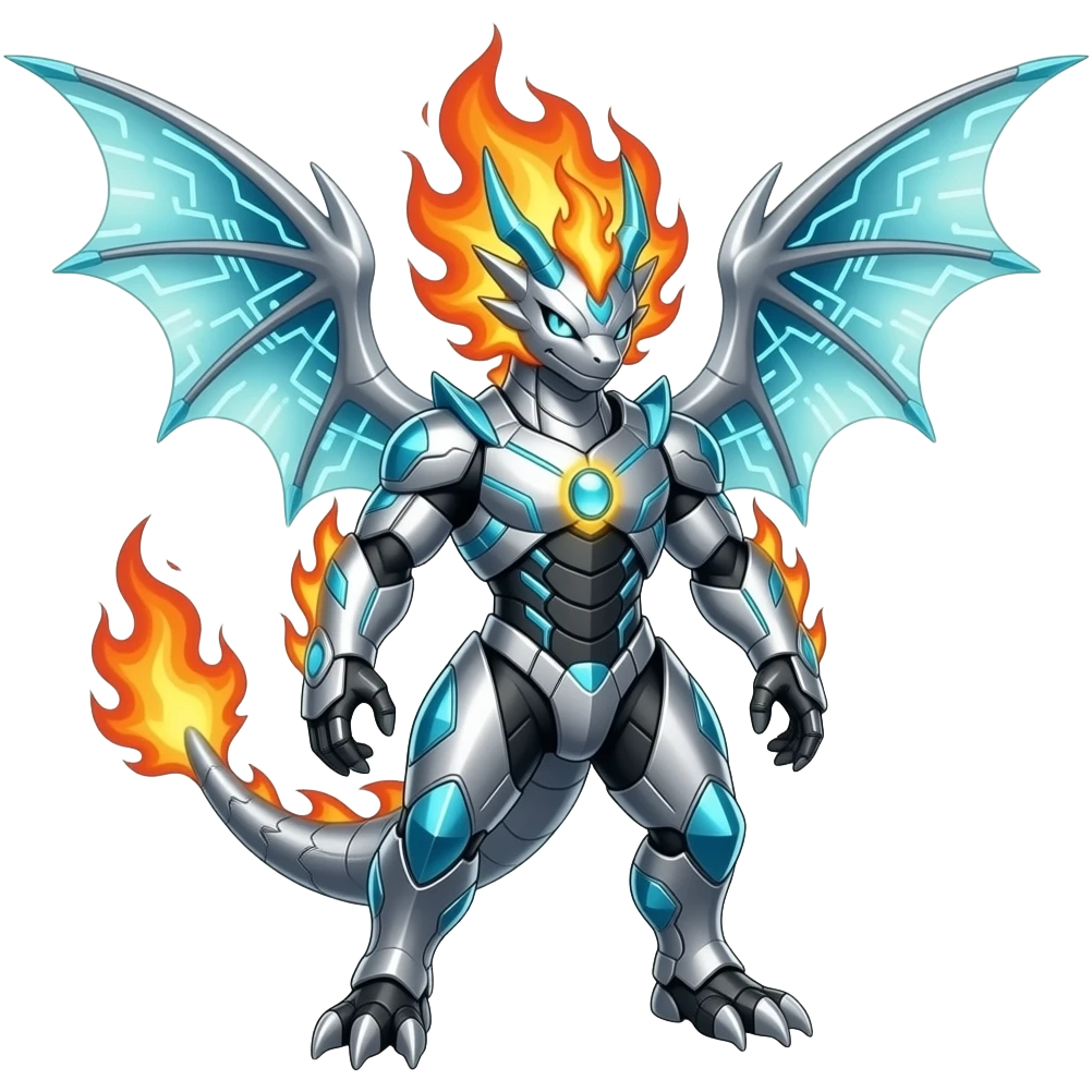 Gabite-ExVeemon-Digimon-Latias-Flamedramon-fusion-Fakémon-hybrid-creature, Full body emoji