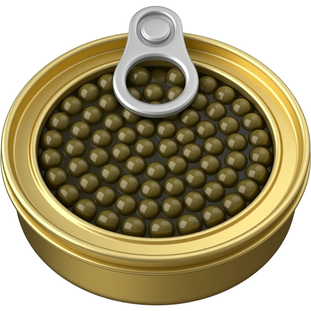 A caviar tin emoji in refined old money style, premium packaging, sophisticated luxury aesthetic emoji