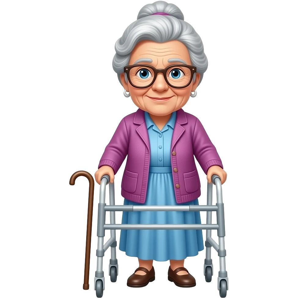 Old lady with a walker and cane emoji