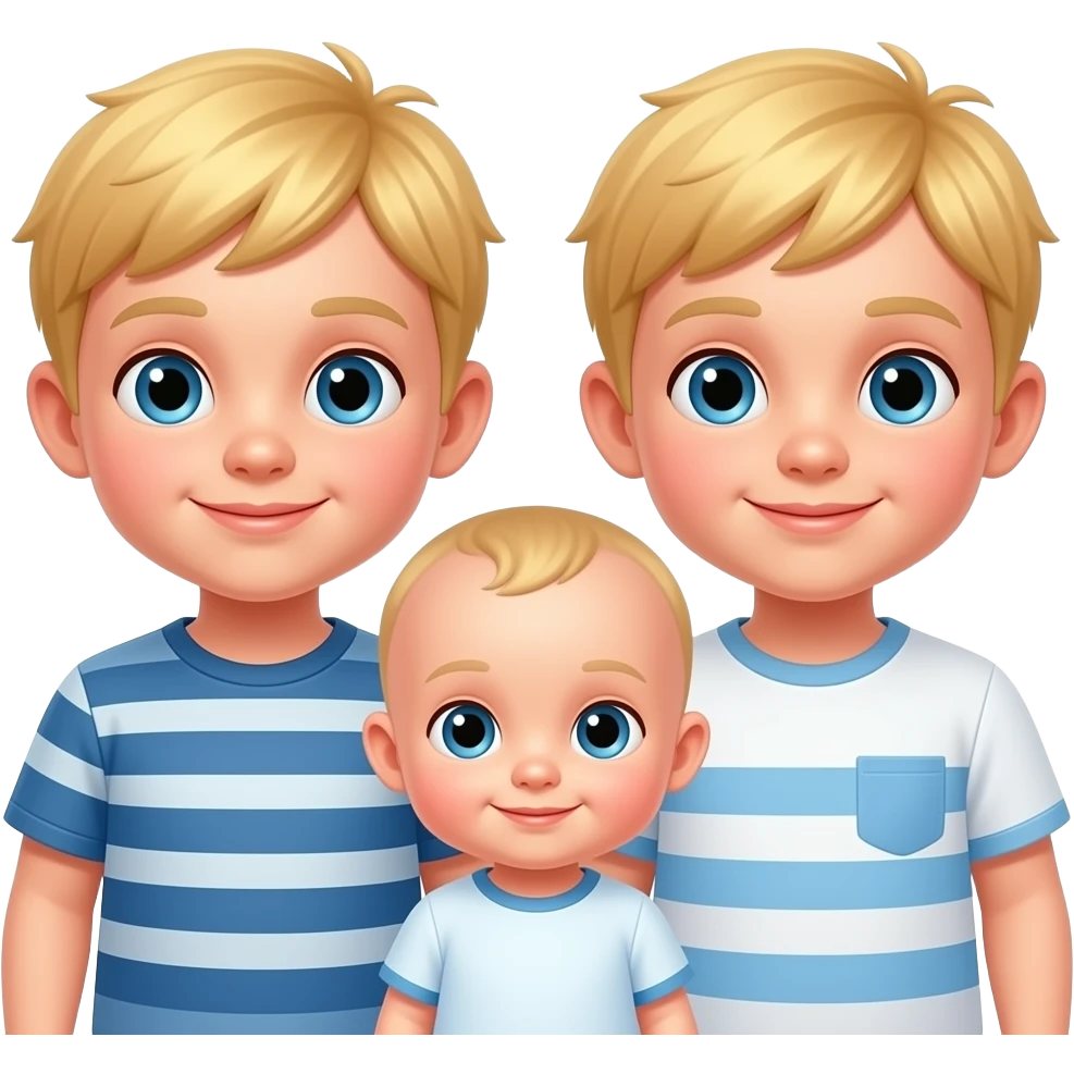 2 boys Kids with blond hair. (1 is smaller) and 1 baby emoji