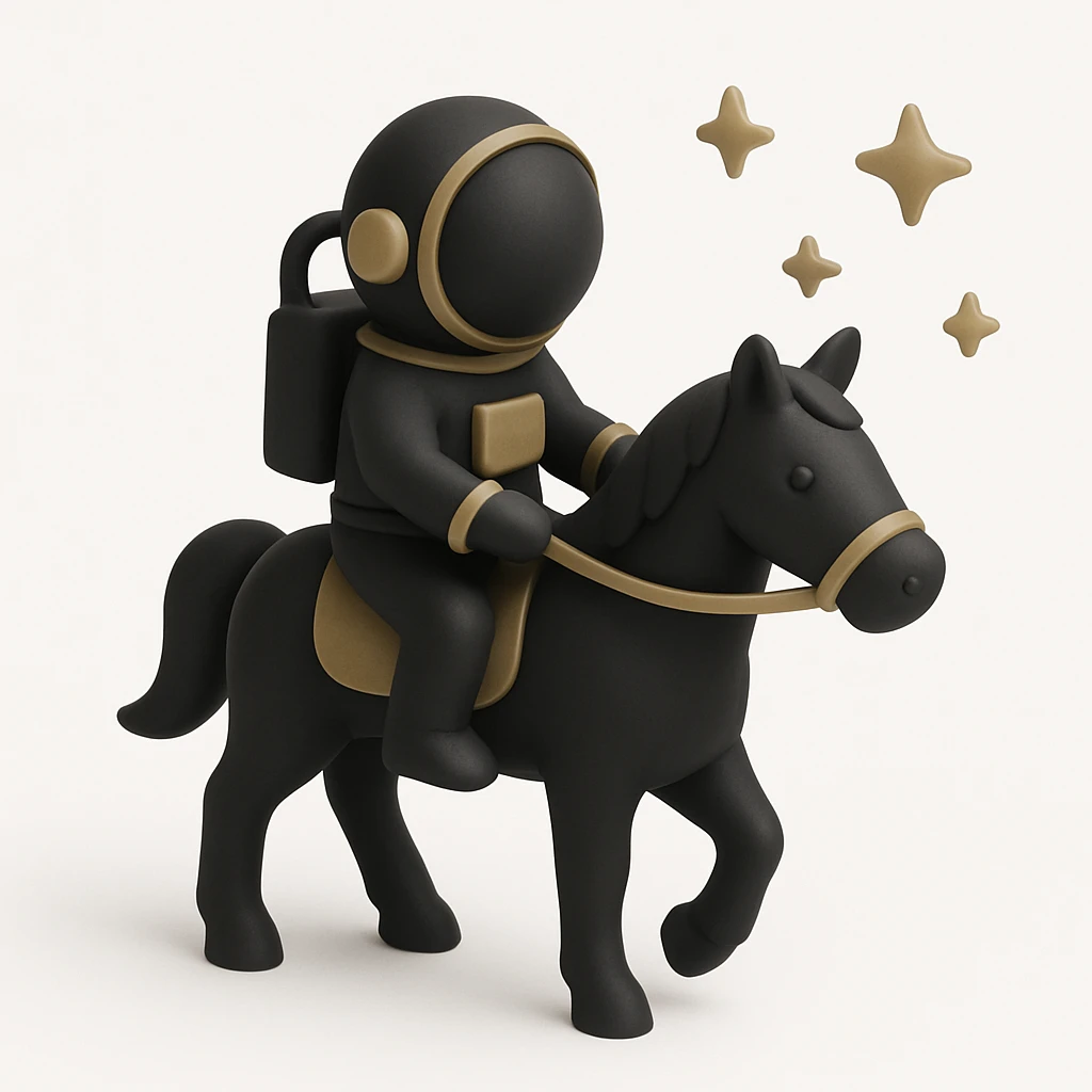 astronaut on horseback with stars in background emoji
