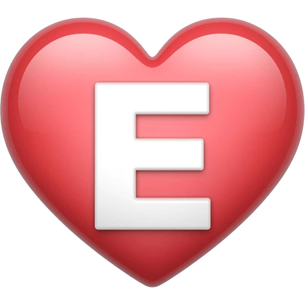 Letter e shaped like heart emoji