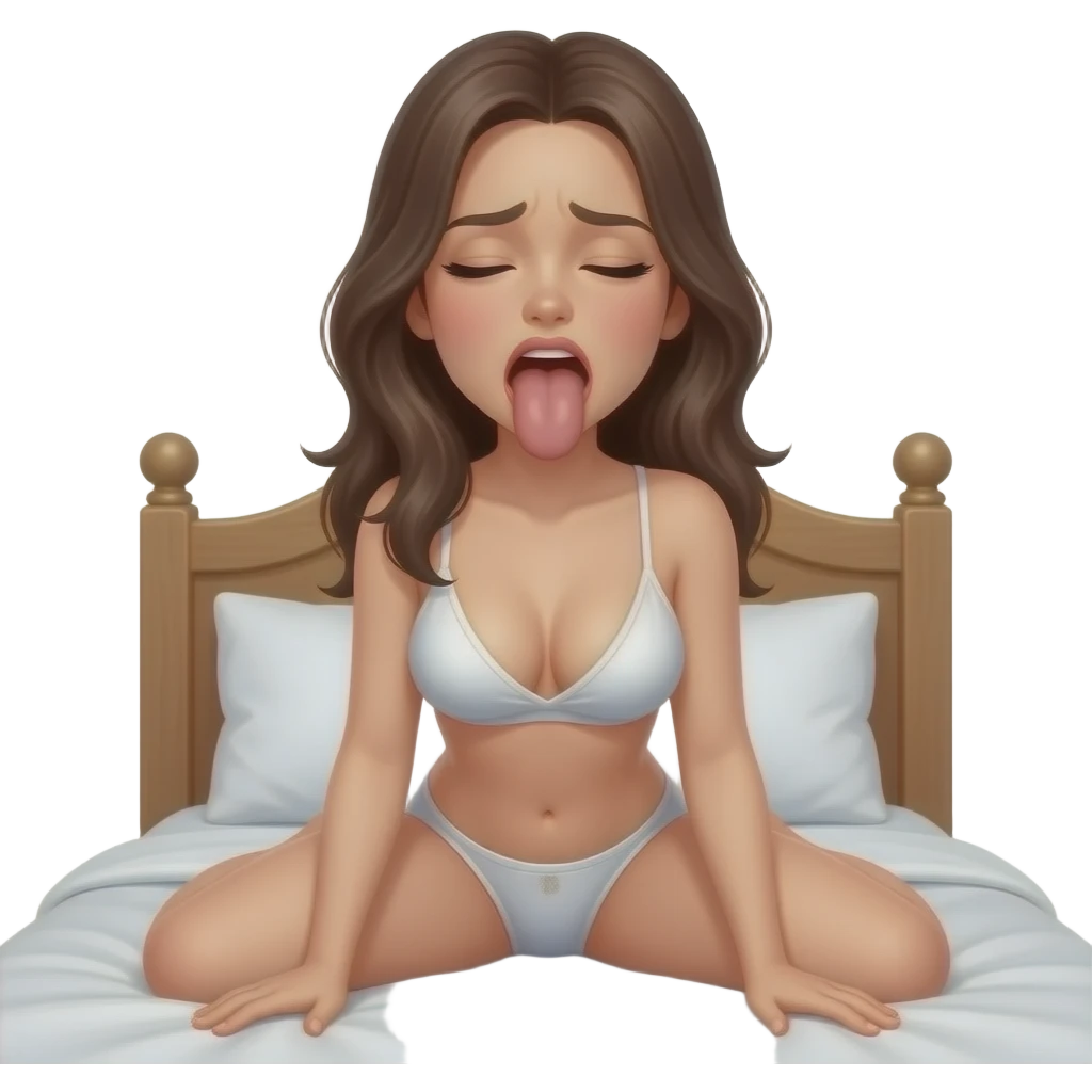 girl, moaning, sex, boobs, on the bed spreading legs, no panties, dick in her mouth emoji