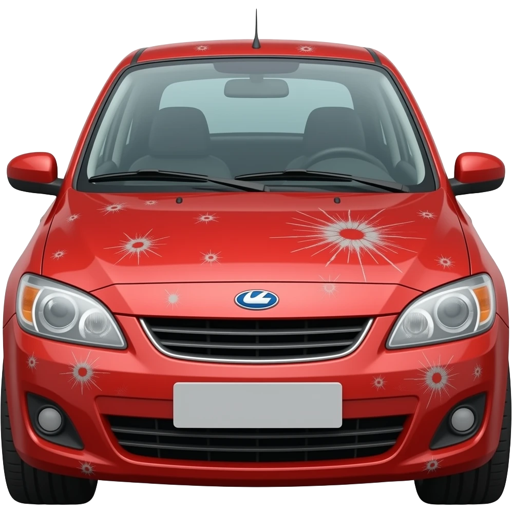 Used red car with many scars emoji