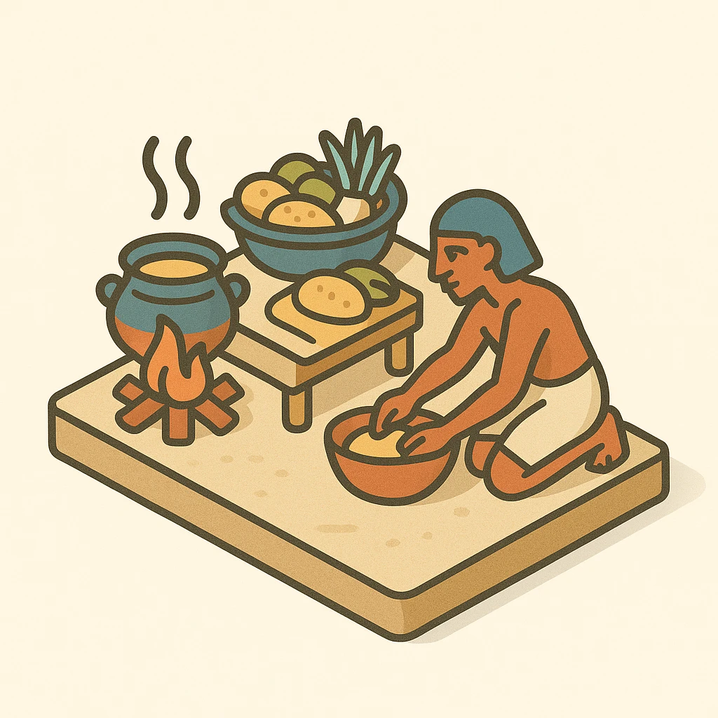 ancient Egyptian cooking scene in hieroglyphic style emoji