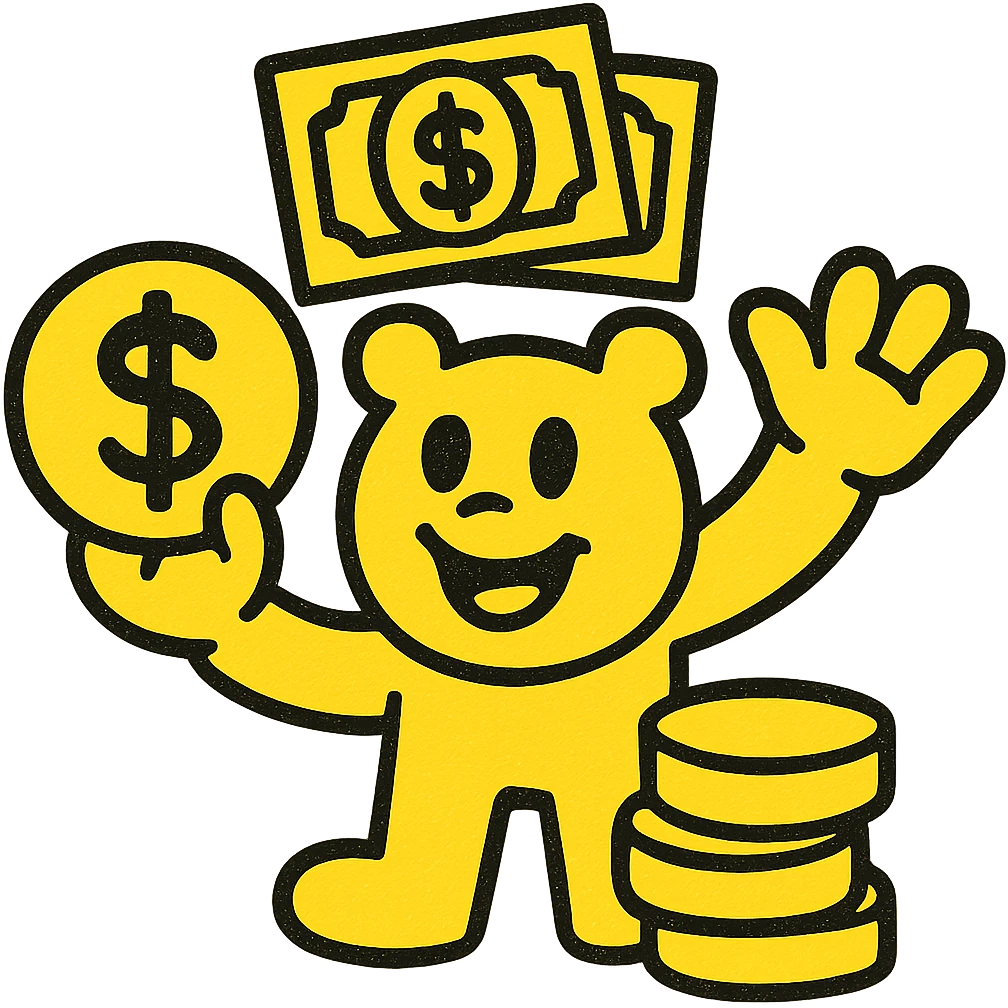 An icon with yellow tone, meaning Finance, request to pay, use the mascot emoji