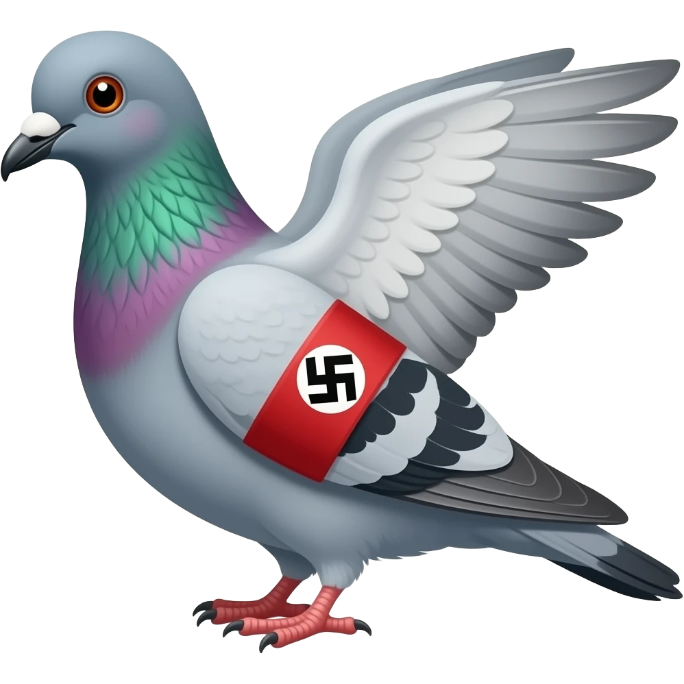 hitler pigeon with a swastika armband on his wing emoji
