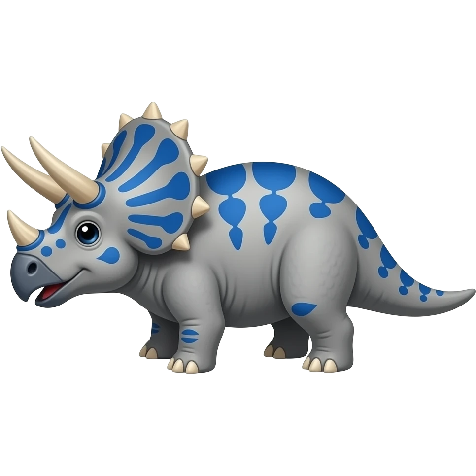 Un Triceratops gris con patrones azul rey emoji