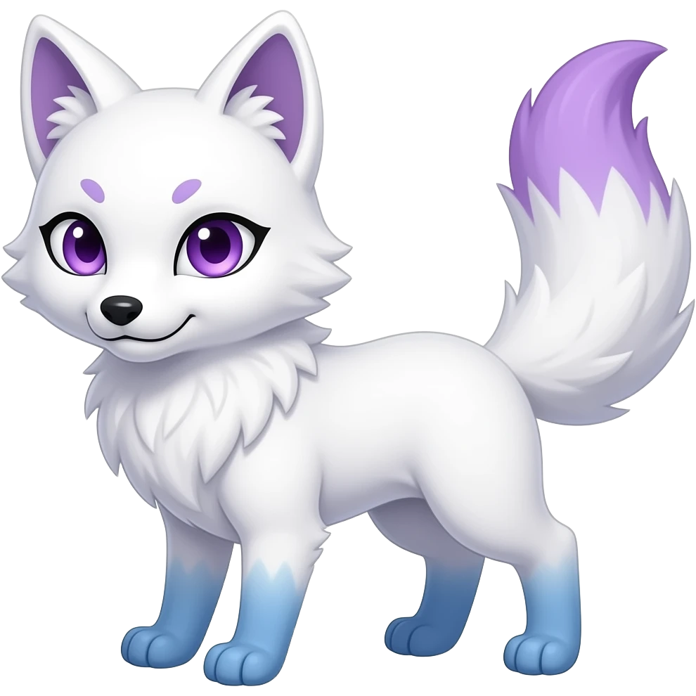 White Kitsune with purple eyes and purple tip tail even blue paws emoji