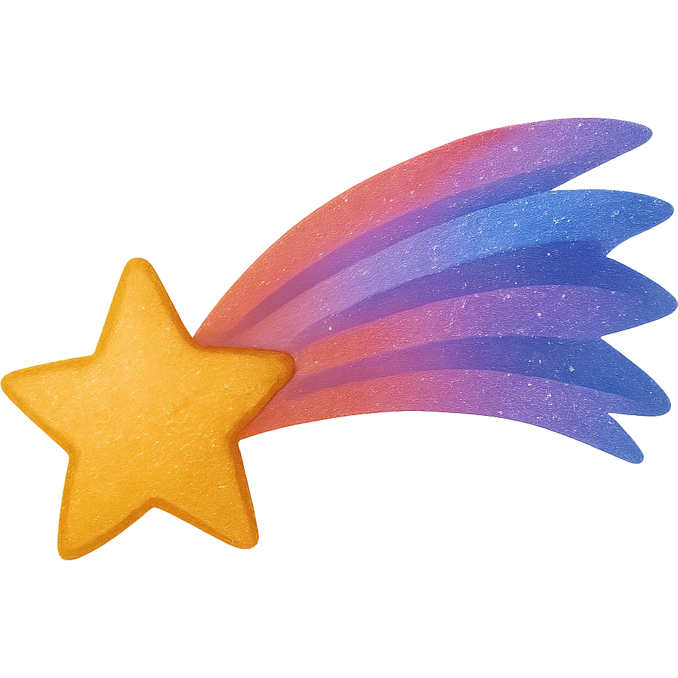 shooting star, digital illustration, no background emoji