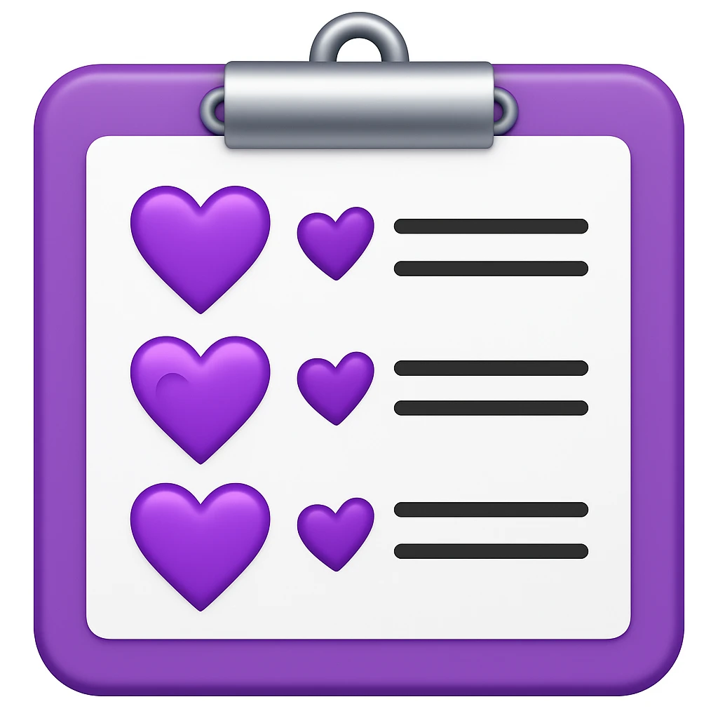 checklist purple heart emoji  emoji