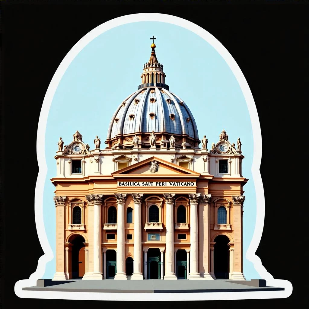 Basilica Sancti Petri in Vaticano in Bobblehead textures and style, transparent background emoji
