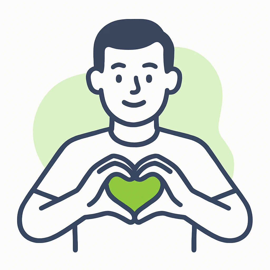 A man with heart shaped hands emoji