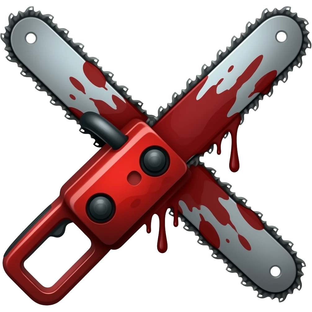 dark red chainsaw with blood emoji