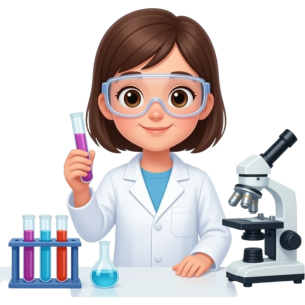 10 YEAR OLD SCIENTIST GIRL STANDING IN LAB emoji