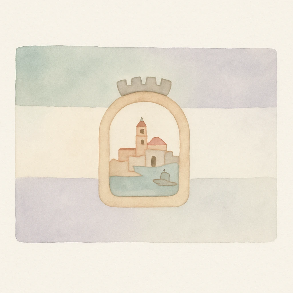 stylized version of the Malaga flag with a watercolor effect, maintaining the correct colors emoji