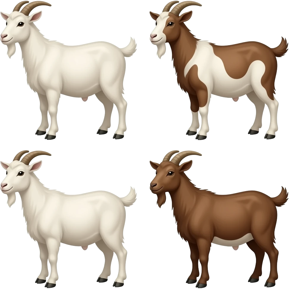 Hazme siete cabras de tonos blancos y marrones emoji