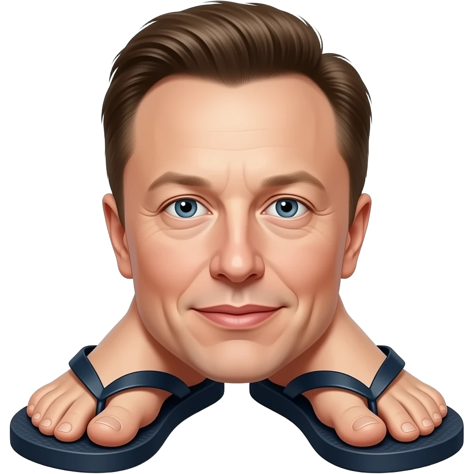 Elon musk feet in flip flops emoji