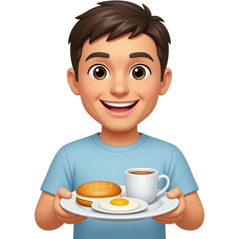 Yellow smiley emoji with good morning breakfast emoji